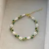 Beaded Flower Bracelet, Daisy Bracelet, Emerald Floral Bracelet - Image 2
