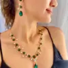 Floral Emerald Green Crystal Jewelry Set - Image 2