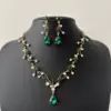 Floral Emerald Green Crystal Jewelry Set