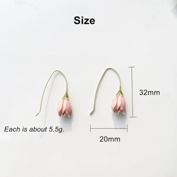 Tulip Earrings, Pink Vintage Romantic Floral Earrings - Image 2