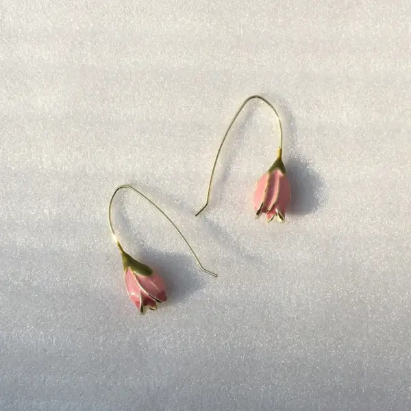 Tulip Earrings, Pink Vintage Romantic Floral Earrings