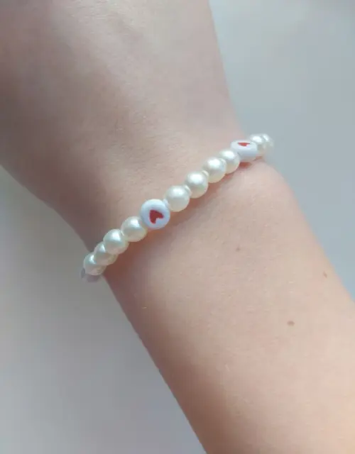 Pearl Heart Beaded Braclet