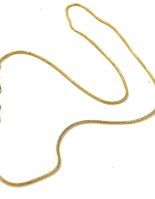 24Kt Gold Plated Snake Necklace Chain, Gold Plated Ready Necklace, 17 Inches, 1.2mm Chain