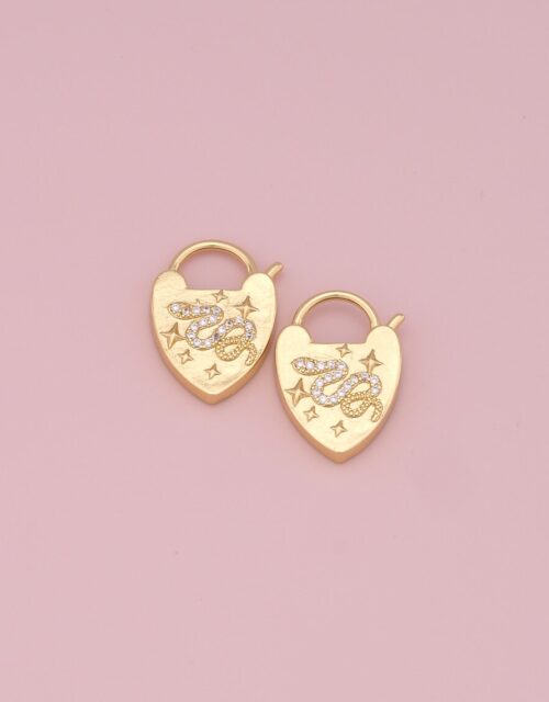 18K Gold Filled Snake Clasps,Gold Heart Shaped Padlock Clasp,for DIY Jewelry 2pcs